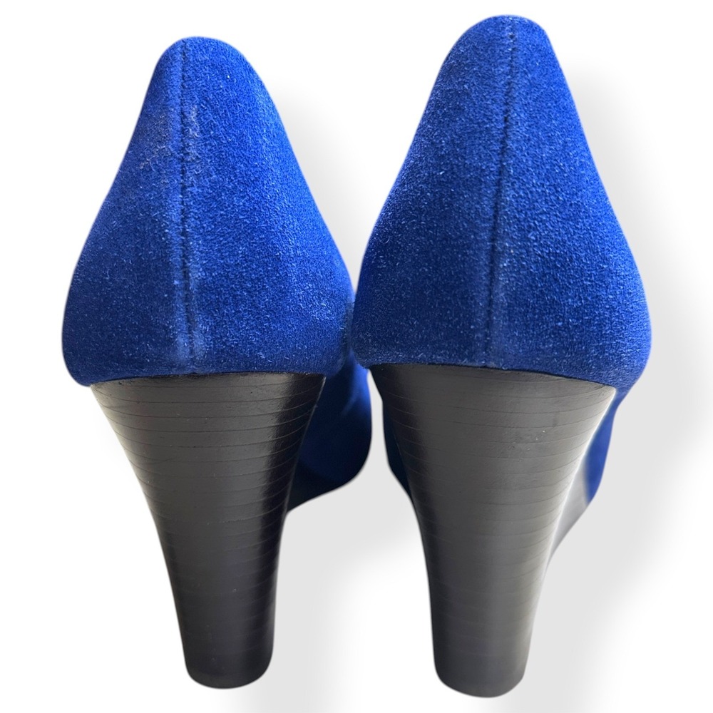Lilly Pulitzer Womens Resort Wedge Chic Heels Blue 8.5M Peep Toe Suede Preppy - Picture 10 of 11